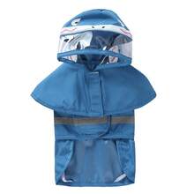 PETSIN Hooded Waterproof Dog Rain Coat With Transparent Visor And Reflective Strips, Cute Duck, Frog, Shark Designs, Suitable For Outdoor Walking And Rainy Days