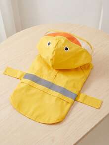 PETSIN Hooded Waterproof Dog Rain Coat With Transparent Visor And Reflective Strips, Cute Duck, Frog, Shark Designs, Suitable For Outdoor Walking And Rainy Days