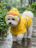 PETSIN Hooded Waterproof Dog Rain Coat With Transparent Visor And Reflective Strips, Cute Duck, Frog, Shark Designs, Suitable For Outdoor Walking And Rainy Days