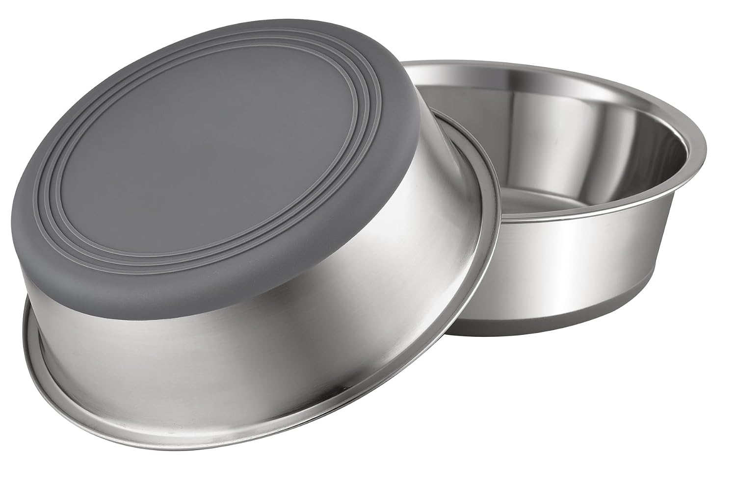Nonslip Stainless Steel Dog Cat Bowls, 2 US Cup, 2 Count | No slide silicone bottom, Dishwasher safe, Easy to clean, Stackable design