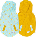 Lucy & Co. The Lucky Ducky Reversible Waterproof Dog Raincoat, Blue/Yellow, Medium